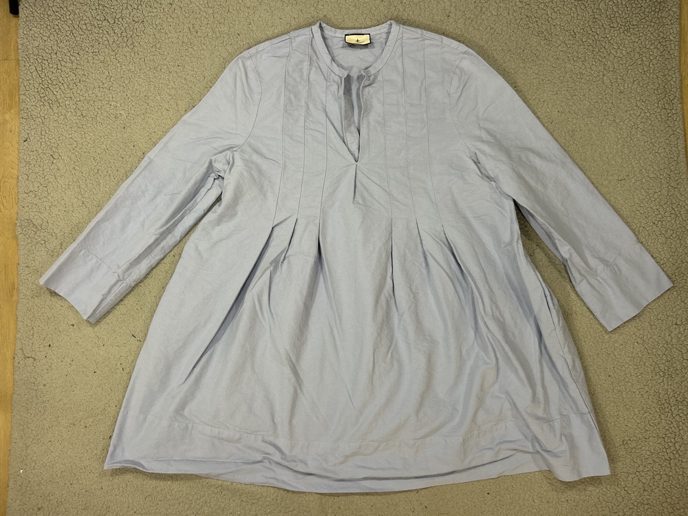 Tuckernuck Dress Womens 2XL XXL Blue Long Sleeve Pleated Swing Trapeze Tunic